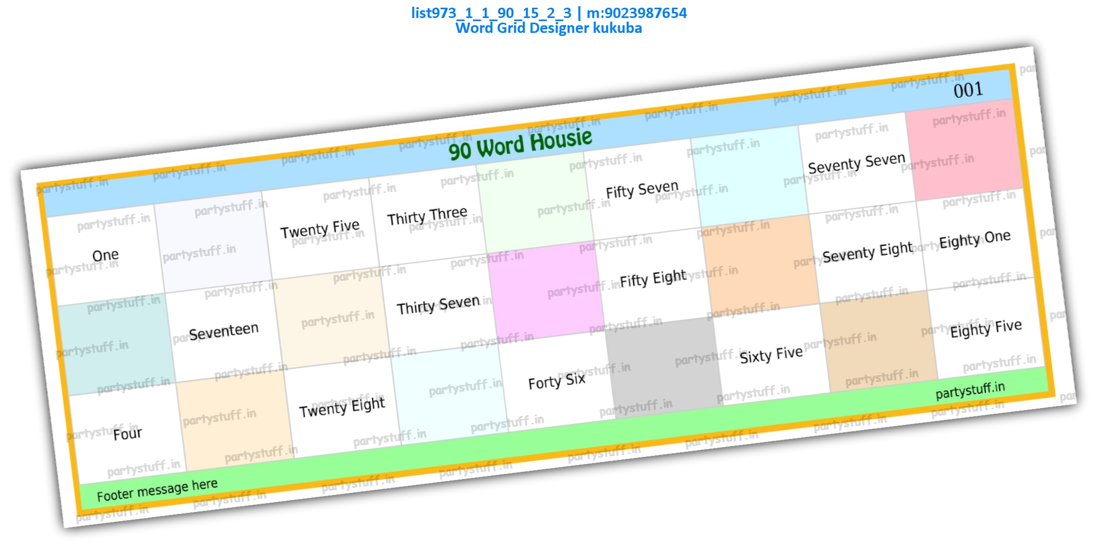 Word Grid Designer kukuba | PDF list973_1_1_90_15_2_3 PDF Tambola Housie