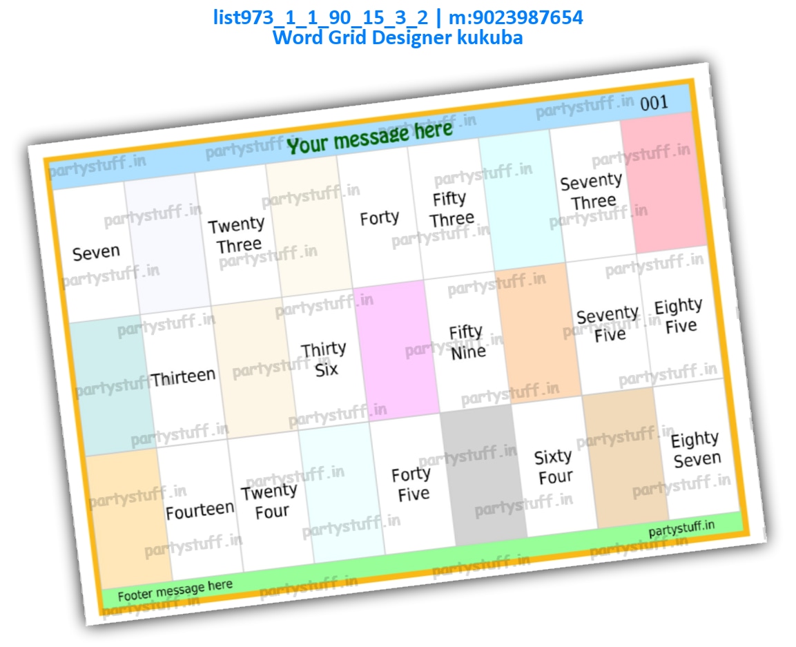 Word Grid Designer kukuba | PDF list973_1_1_90_15_3_2 PDF Tambola Housie