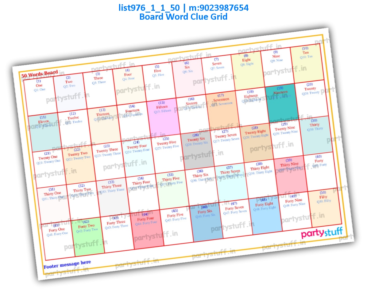 Word Grid Clue Tambola Board | PDF list976_1_1_50 PDF Tambola Housie