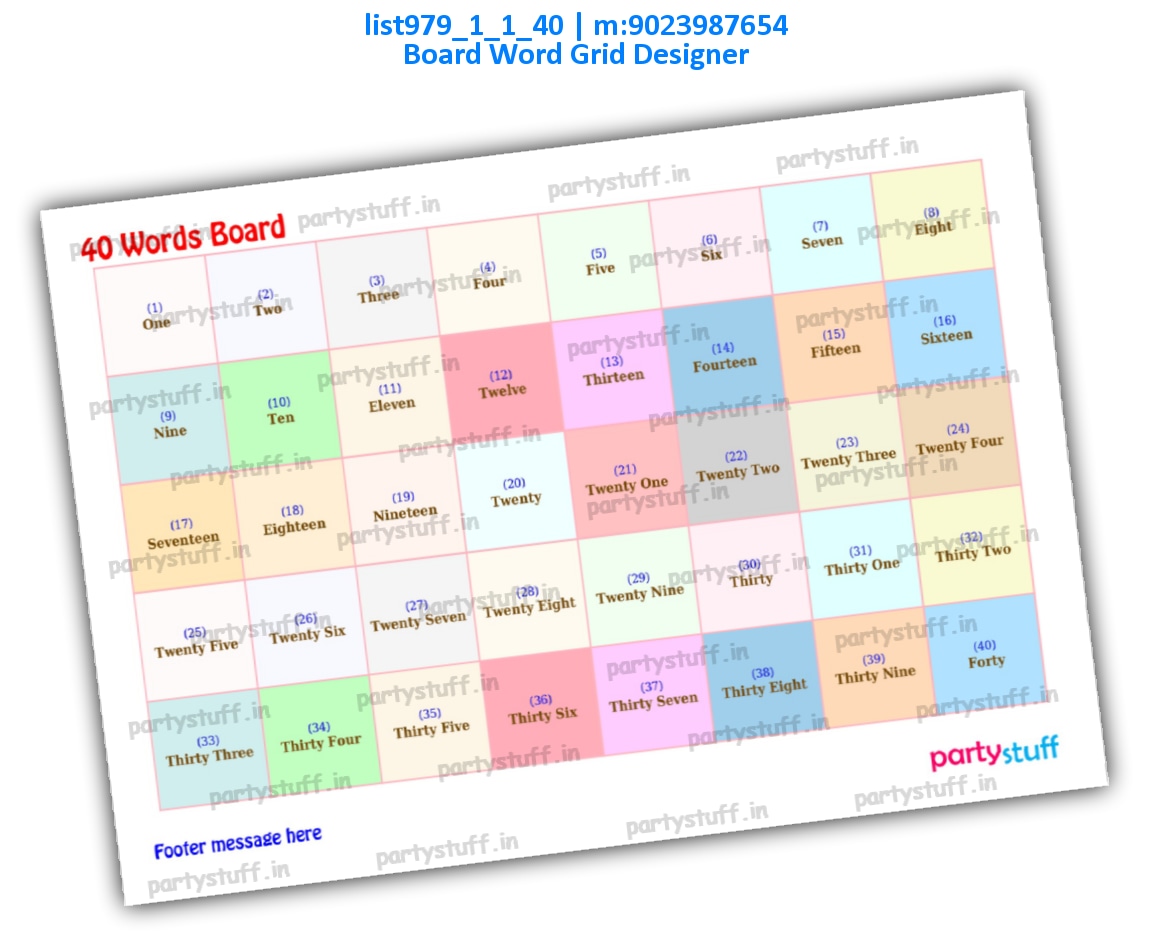 Designer Word Grid Tambola Board list979_1_1_40 PDF Tambola Housie