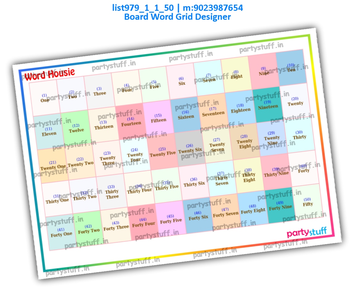 Designer Word Grid Tambola Board | PDF list979_1_1_50 PDF Tambola Housie