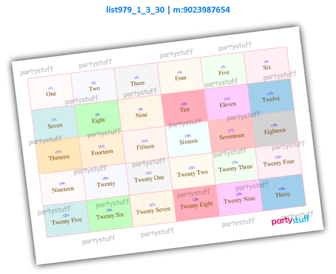 Designer Word Grid Tambola Board | PDF list979_1_3_30 PDF Tambola Housie