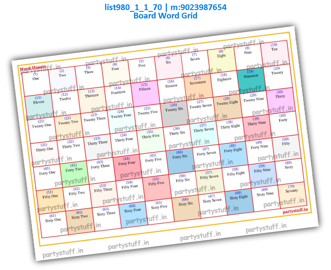 Plain Word Grid Tambola Board list980_1_1_70 PDF Tambola Housie