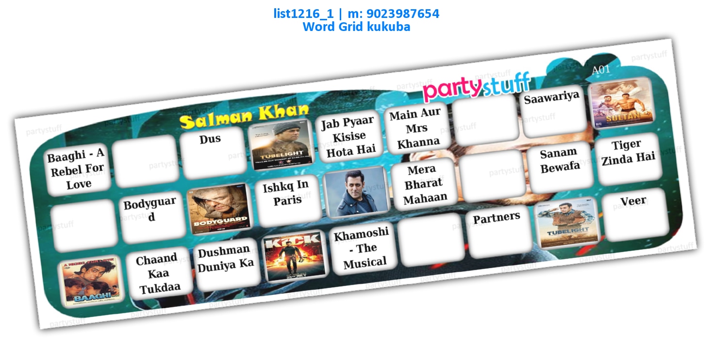 Salman Khan Movies | Printed list1216_1 Printed Tambola Housie