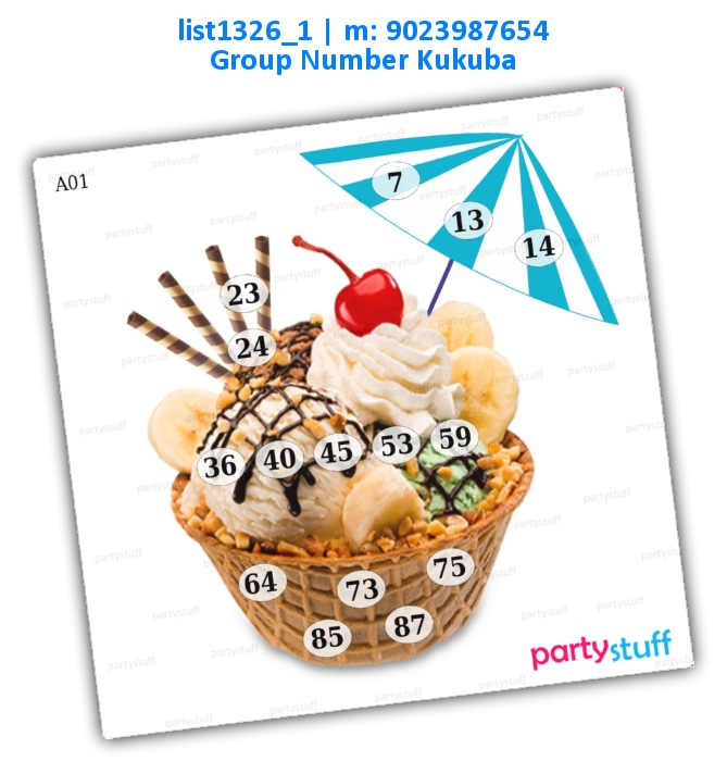 Ice Cream Sundae kukuba 1 | Printed list1326_1 Printed Tambola Housie
