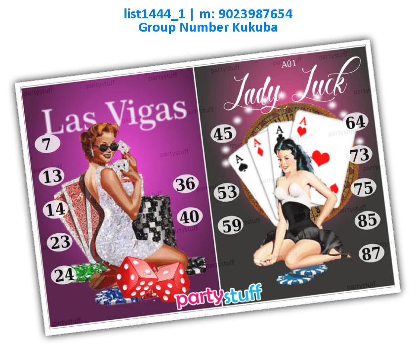 Las Vega Casino kukuba list1444_1 Printed Tambola Housie
