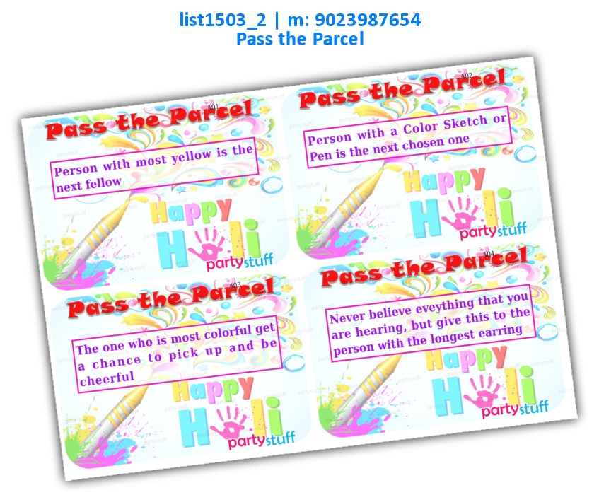 Holi Pass the Parcel | PDF list1503_2 PDF Paper Games