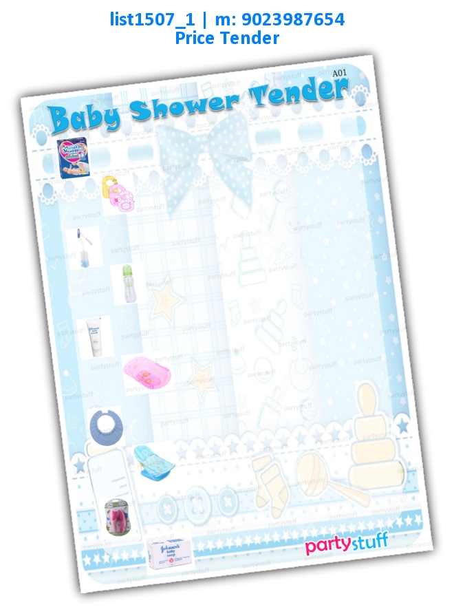 Baby Shower Tender | Printed list1507_1 Printed Paper Games