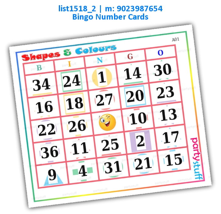 Shapes Colours Bingo | PDF list1518_2 PDF Tambola Housie
