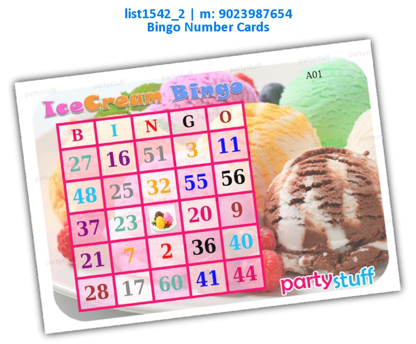 Ice Cream Bingo list1542_2 PDF Tambola Housie