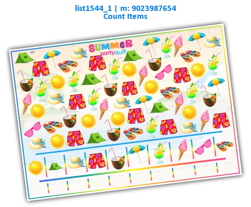 Summer Item Count list1544_1 Printed Paper Games