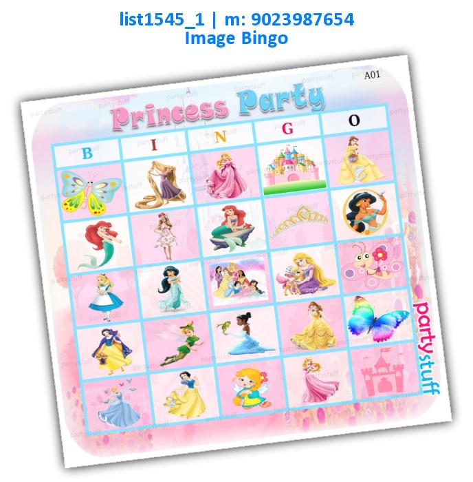 Princess Image Bingo list1545_1 Printed Tambola Housie