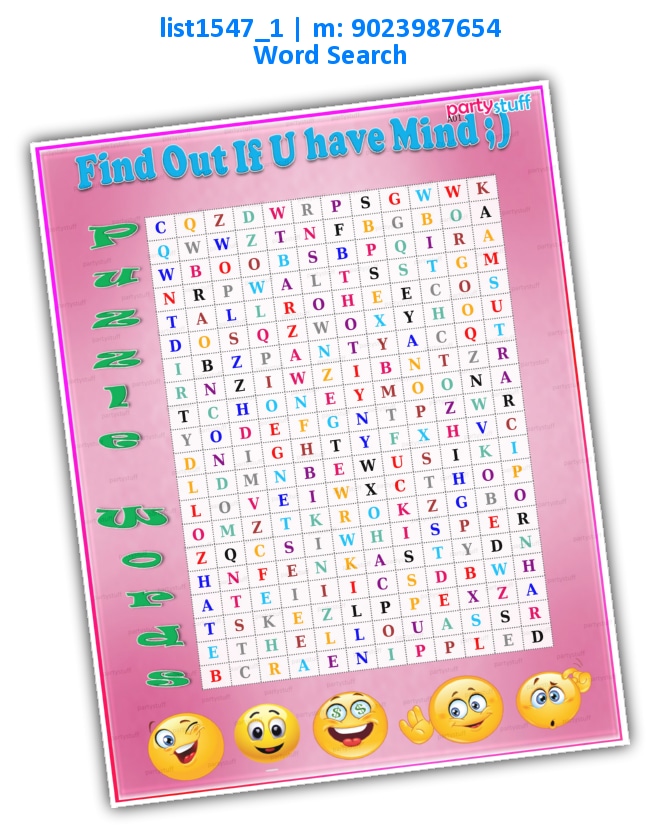 Naughty Word Search list1547_1 Printed Paper Games