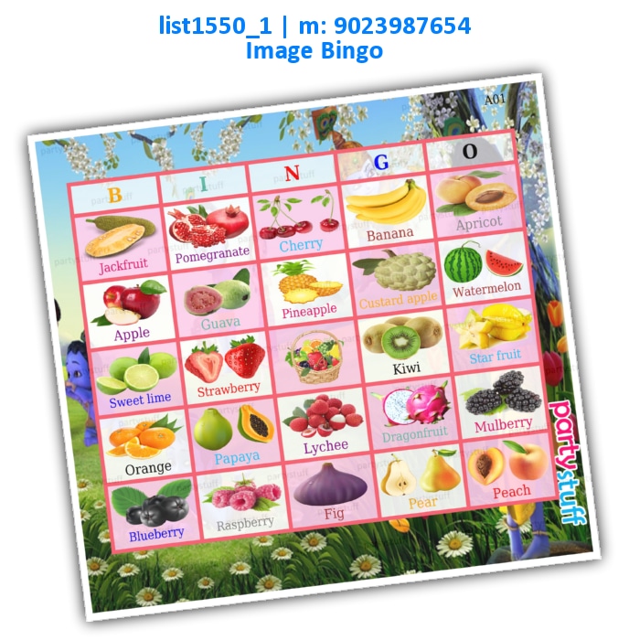 Fruits Image Bingo | Printed list1550_1 Printed Tambola Housie