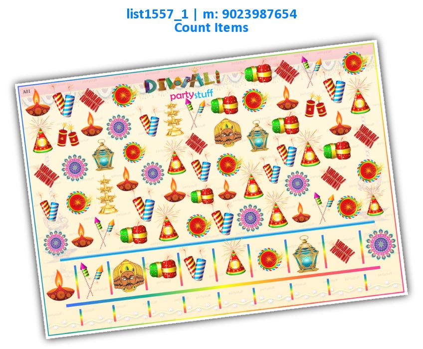 Diwali Count Items 1 | Printed list1557_1 Printed Paper Games