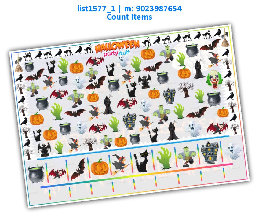Halloween Item Count | Printed list1577_1 Printed Paper Games