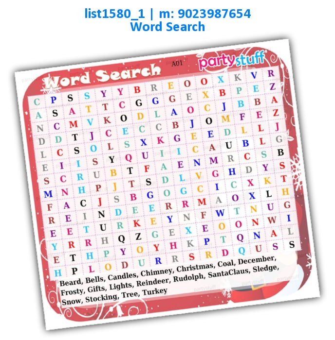 Christmas Word Search list1580_1 Printed Paper Games