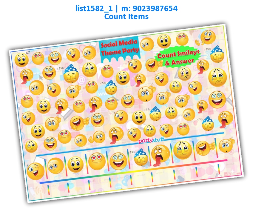Smiley Item Count 2 | Printed list1582_1 Printed Paper Games