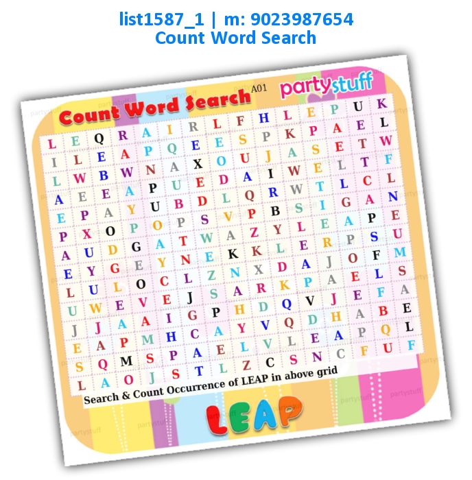 New Year Leap Count Word Search | Printed list1587_1 Printed Paper Games