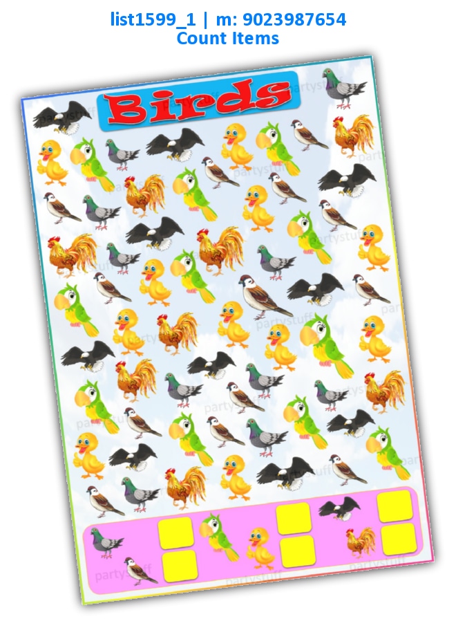 Birds Count Items 1 | Printed list1599_1 Printed Paper Games