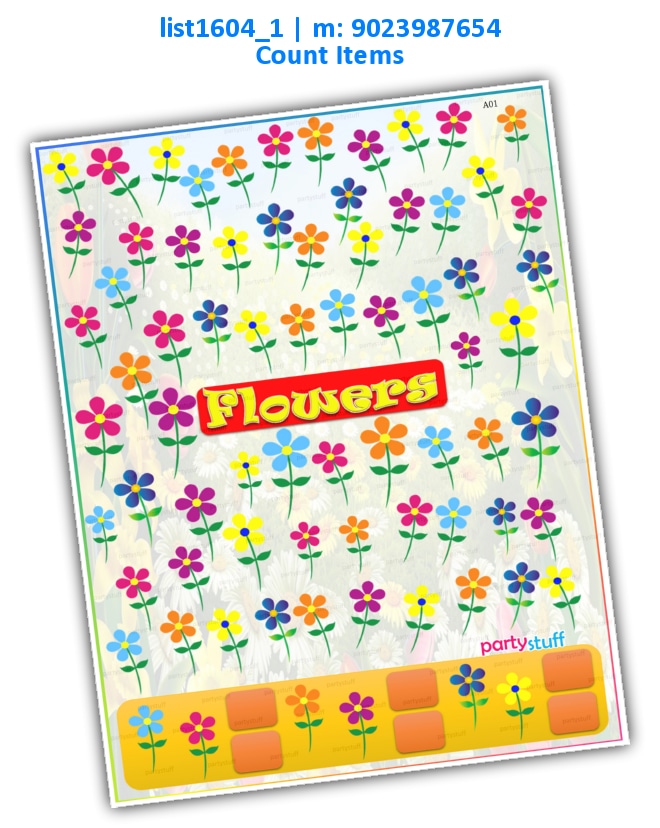 Flowers Count Items | Printed list1604_1 Printed Paper Games