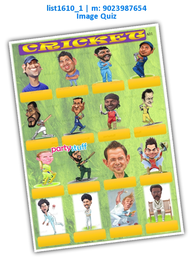 Guess Crickets Caricature list1610_1 Printed Paper Games