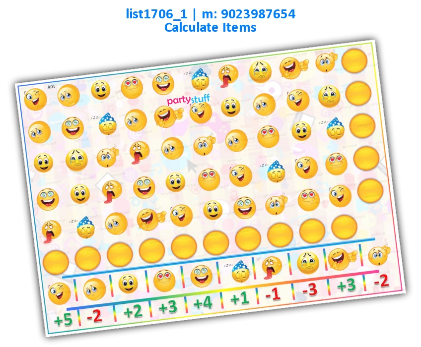 Smiley Calculation | Printed list1706_1 Printed Paper Games