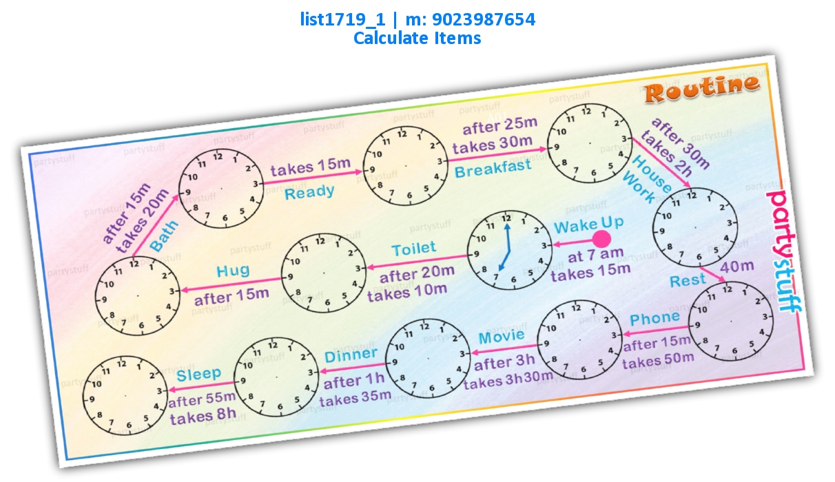 Clock Routine Calculate | Printed list1719_1 Printed Paper Games