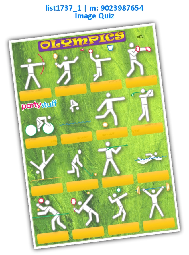 Sports Image Identify list1737_1 Printed Paper Games