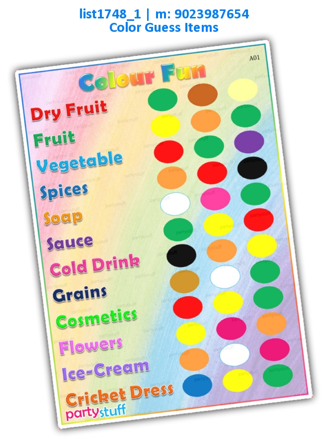 Colour Fun list1748_1 Printed Paper Games