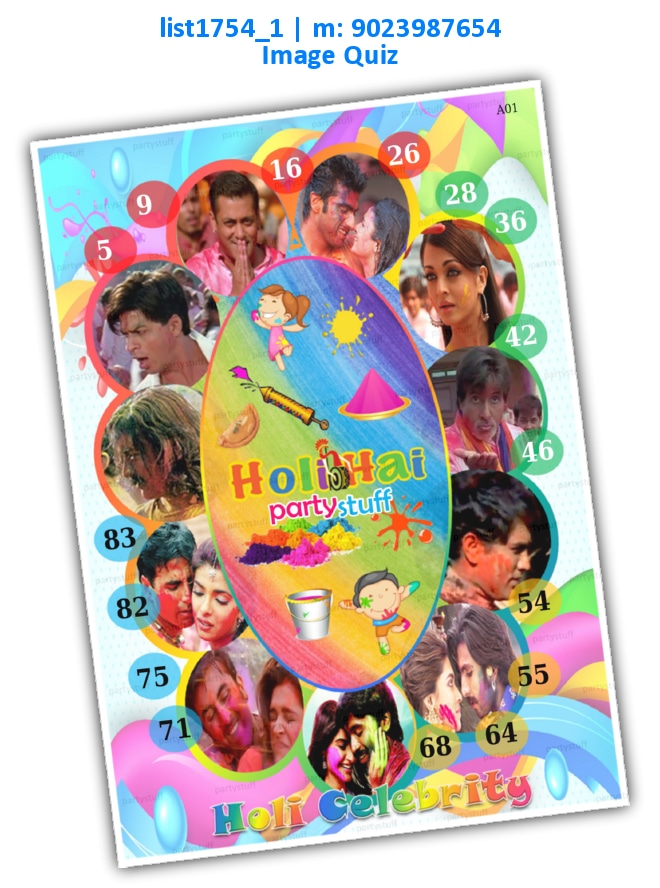 Holi Celebrity Movie Tambola Guess list1754_1 Printed Paper Games
