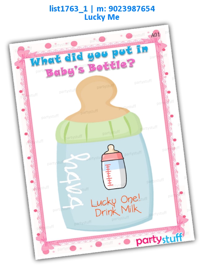 Baby Shower Lucky Me | Printed list1763_1 Printed Activities