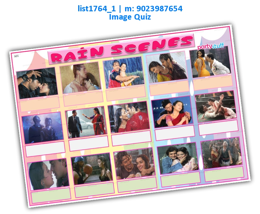 Rain Scene Movie Guess | Printed list1764_1 Printed Paper Games