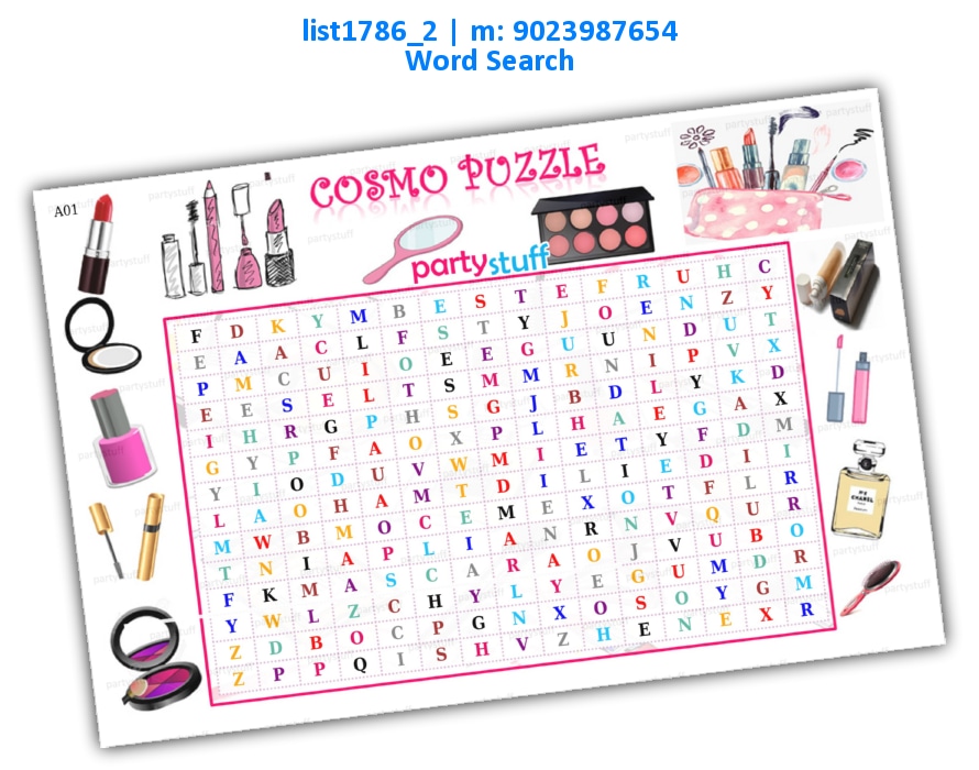 Cosmetic Word Search list1786_2 PDF Paper Games