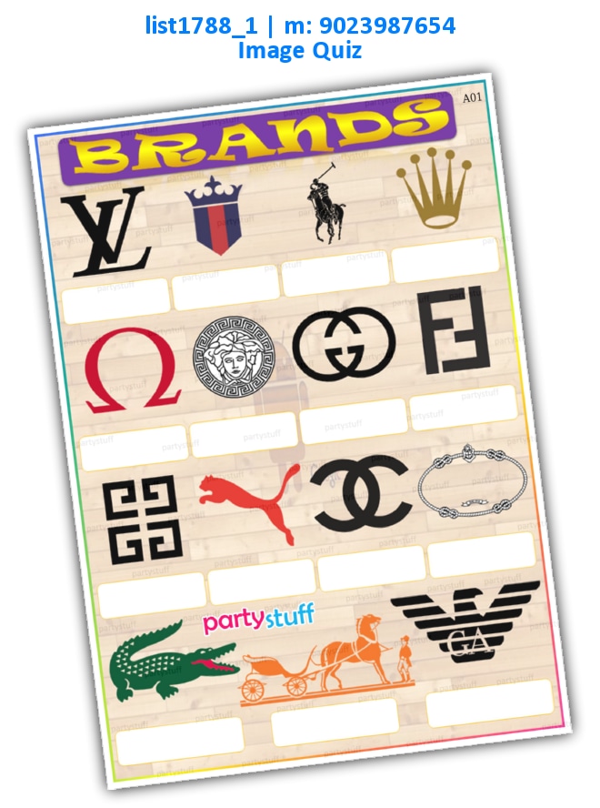 Guess Fashion Brands | Printed list1788_1 Printed Paper Games