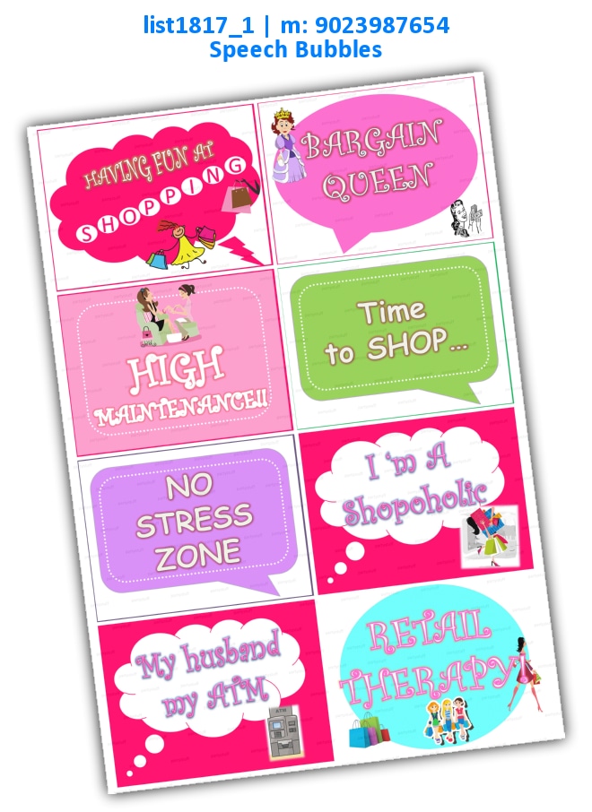 Shopping Speech Bubbles 1 | Printed list1817_1 Printed Props