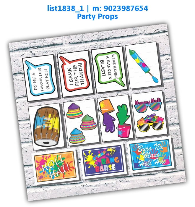 Holi Party Props | Printed list1838_1 Printed Props