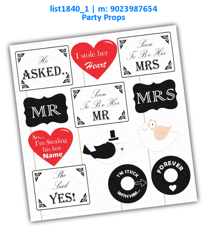 Valentine Couple Props | Printed list1840_1 Printed Props