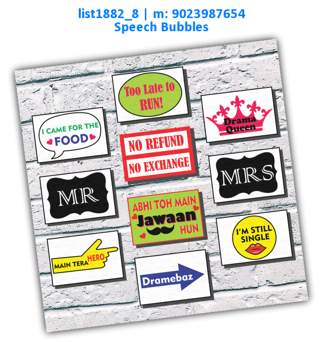 Couple Speech Bubbles | Printed list1882_8 Printed Props