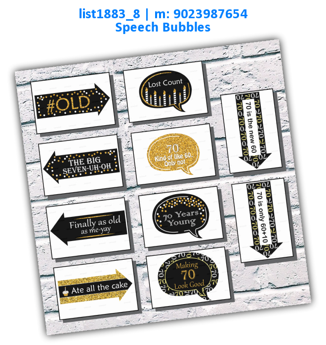 70th Birthday Party Props | Printed list1883_8 Printed Props