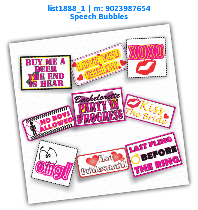 Girls Bachelorette Party Props list1888_1 Printed Props