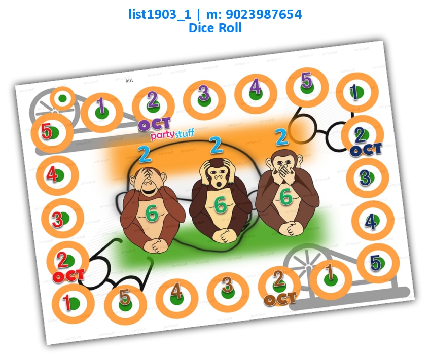3 Monkeys Roll Dice Punctuality | Printed list1903_1 Printed Activities