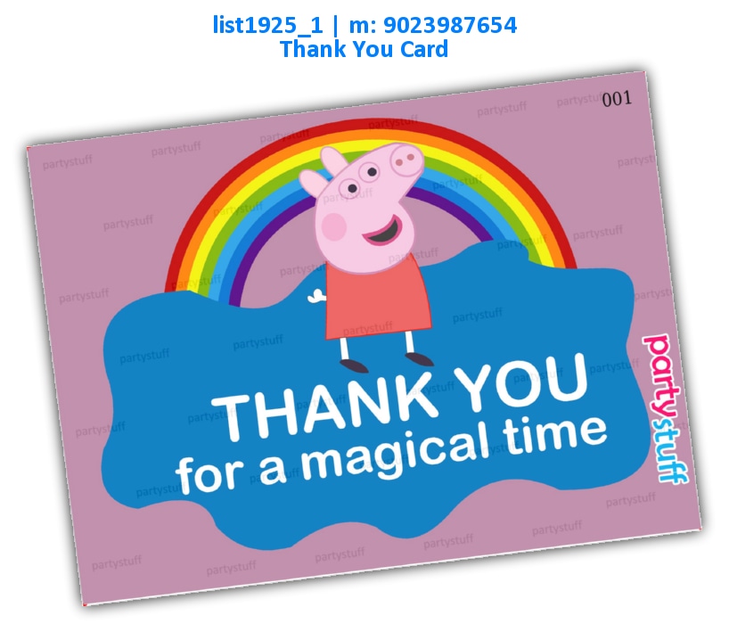 Peppa Pig Thankyou Card | Printed list1925_1 Printed Cards