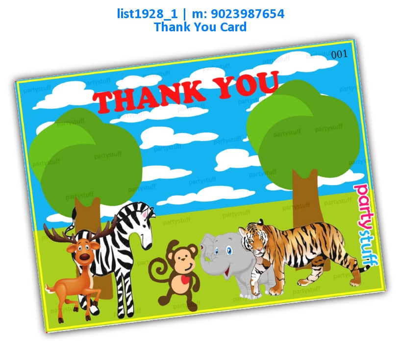 Animals Jungle Thankyou Card | Printed list1928_1 Printed Cards