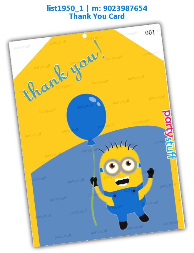 Minion Thankyou Card | Printed list1950_1 Printed Cards