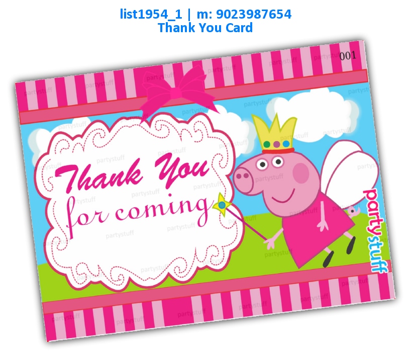 Peppa Pig Thankyou Card 4 | Printed list1954_1 Printed Cards