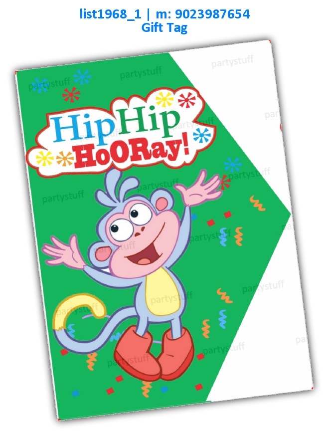 Hip Hip Hooray Monkey Tag | Printed list1968_1 Printed Cards