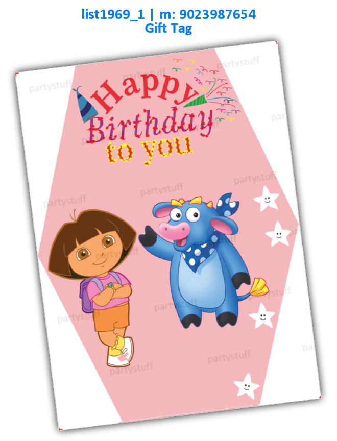Dora Birthday Tag | Printed list1969_1 Printed Cards