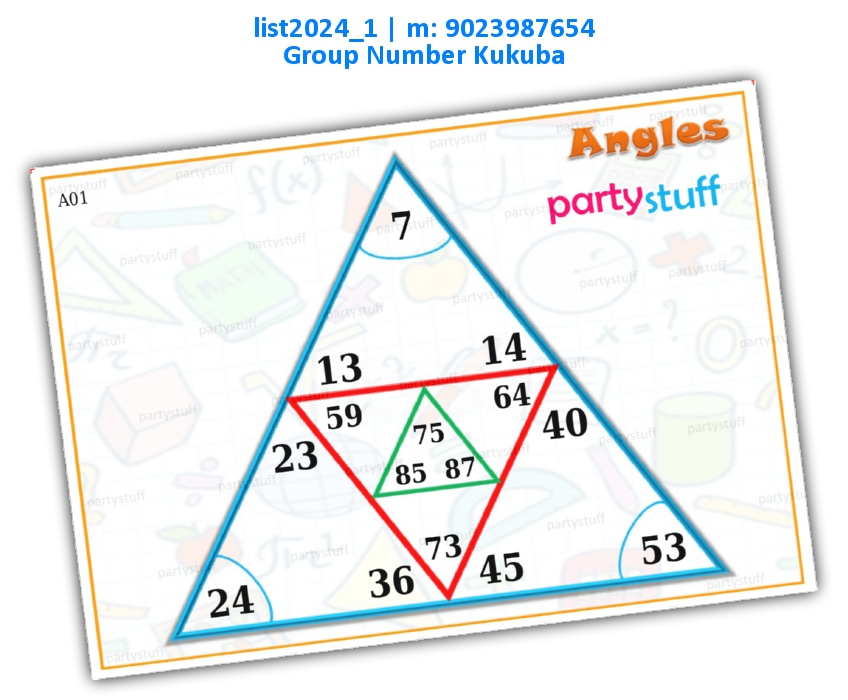 Math Angle kukuba 3 | Printed list2024_1 Printed Tambola Housie