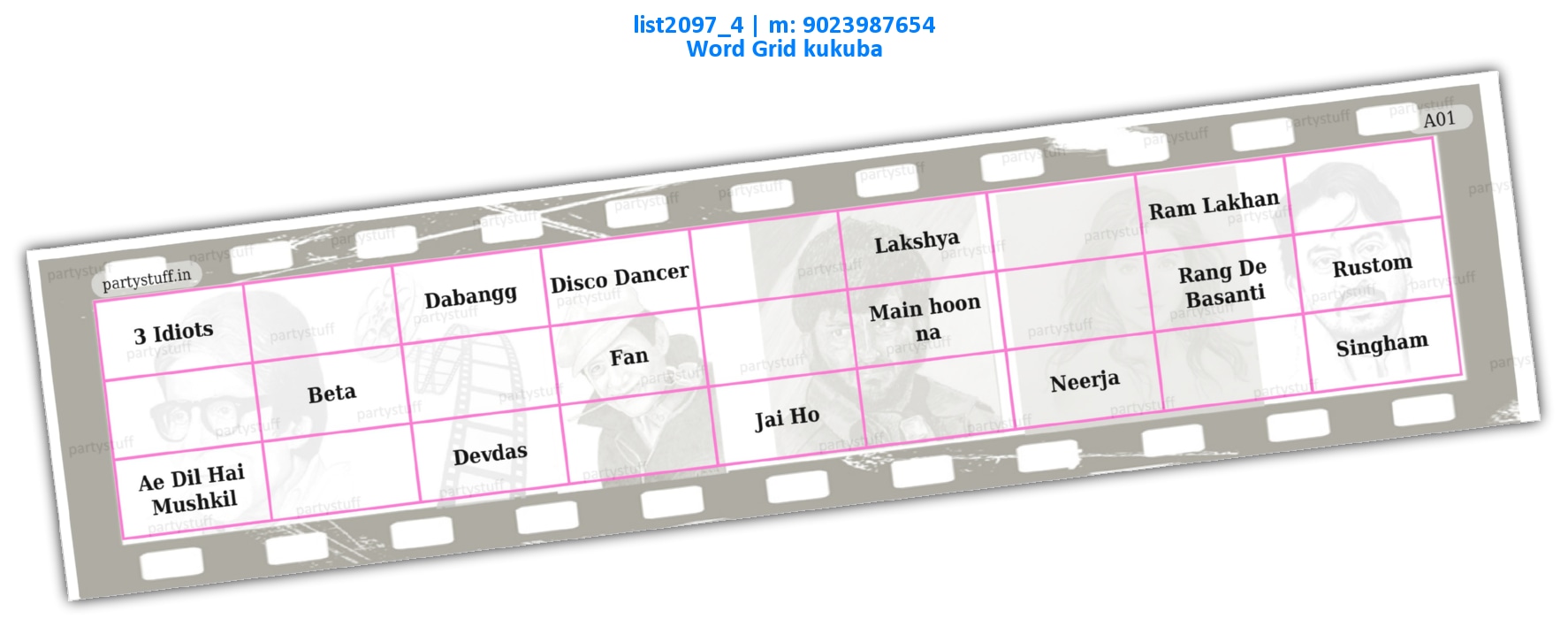 Bollywood Movies Dialogues 2 | Printed list2097_4 Printed Tambola Housie